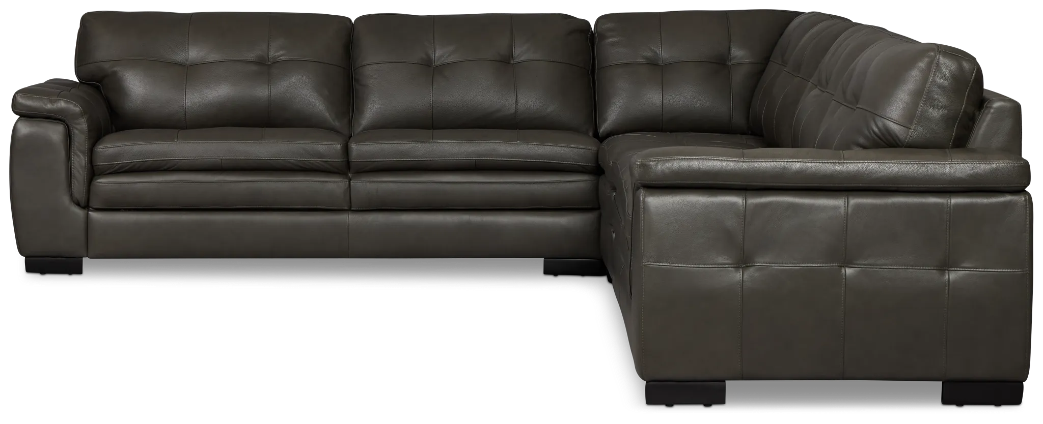 Braden Dark Gray Leather Medium Two-arm Sectional