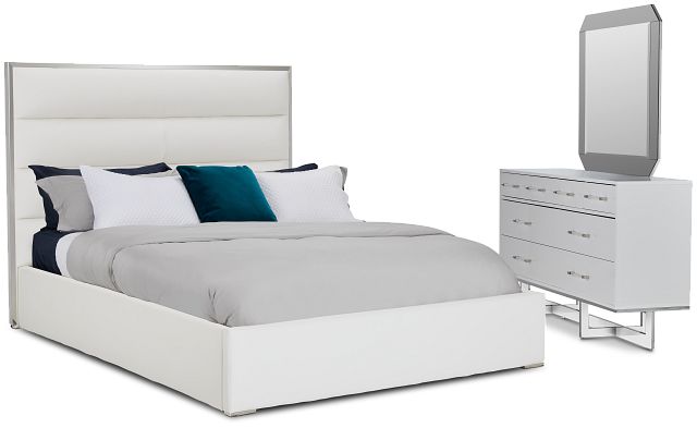 Cortina White Uph Platform Bedroom