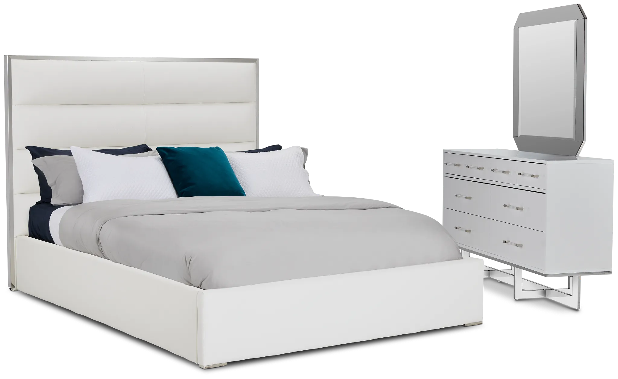 Cortina White Uph Platform Bedroom