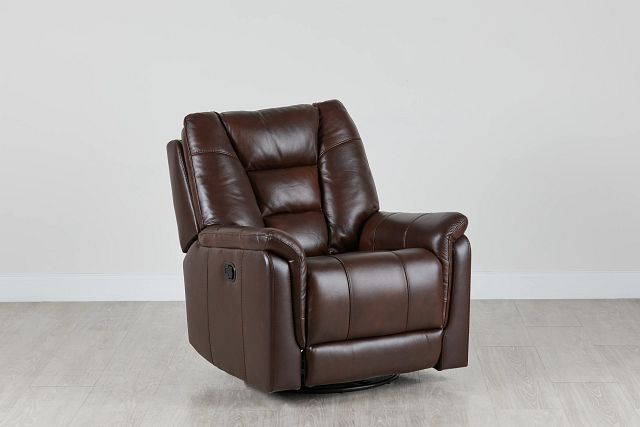 Owen Brown Leather Swivel Glider Recliner