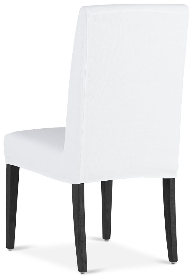 Harbor White Short Slipcover Chair With Dark-tone Leg