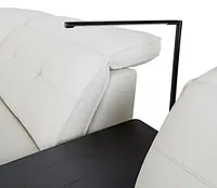 Reva White Leather Medium Triple Power 2-arm Sectional