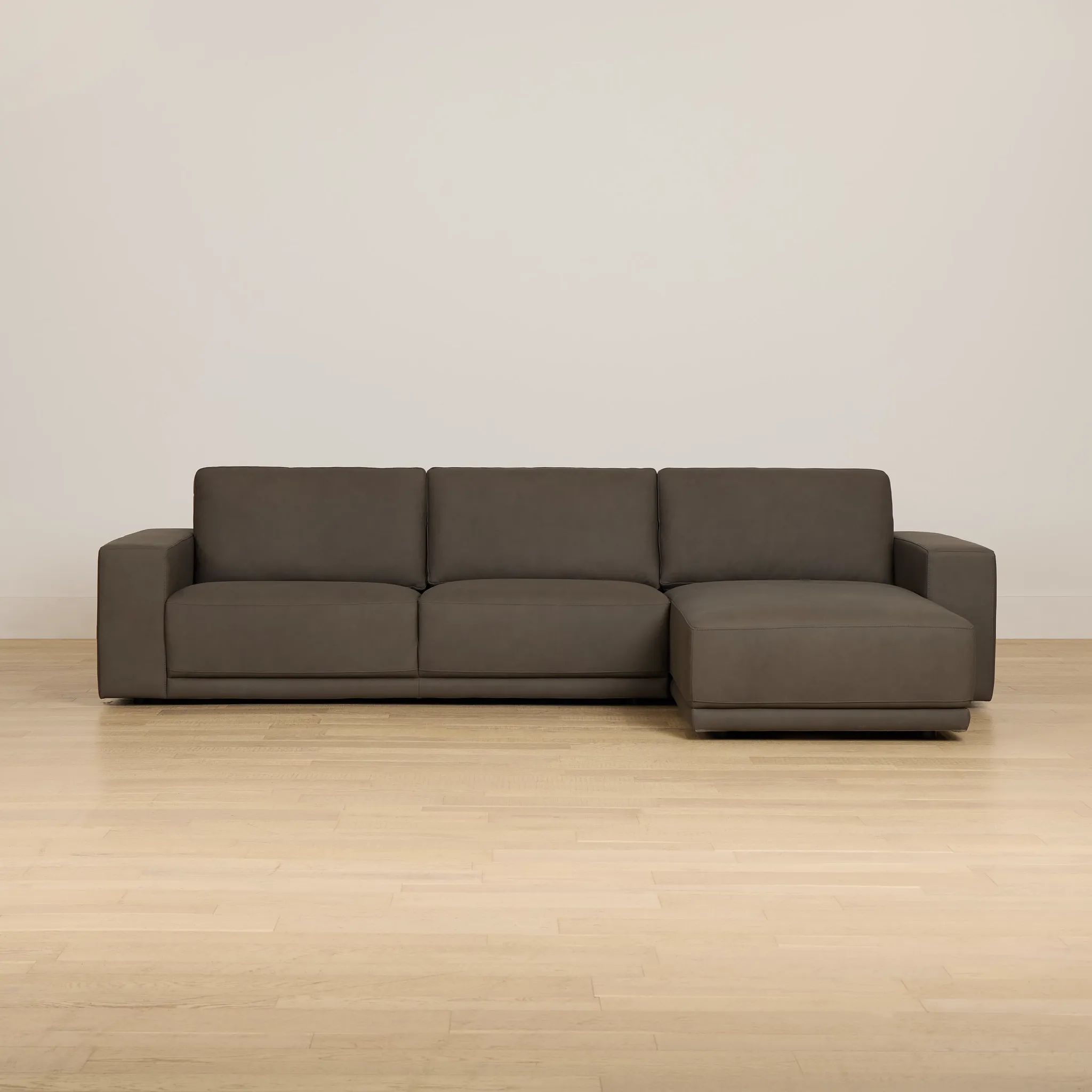 Kellan Dark Gray Leather Right Chaise Sectional