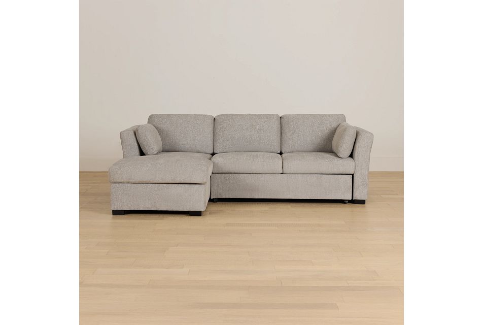 Amber Light Gray Fabric Small Left Chaise Sleeper Sectional, (0)