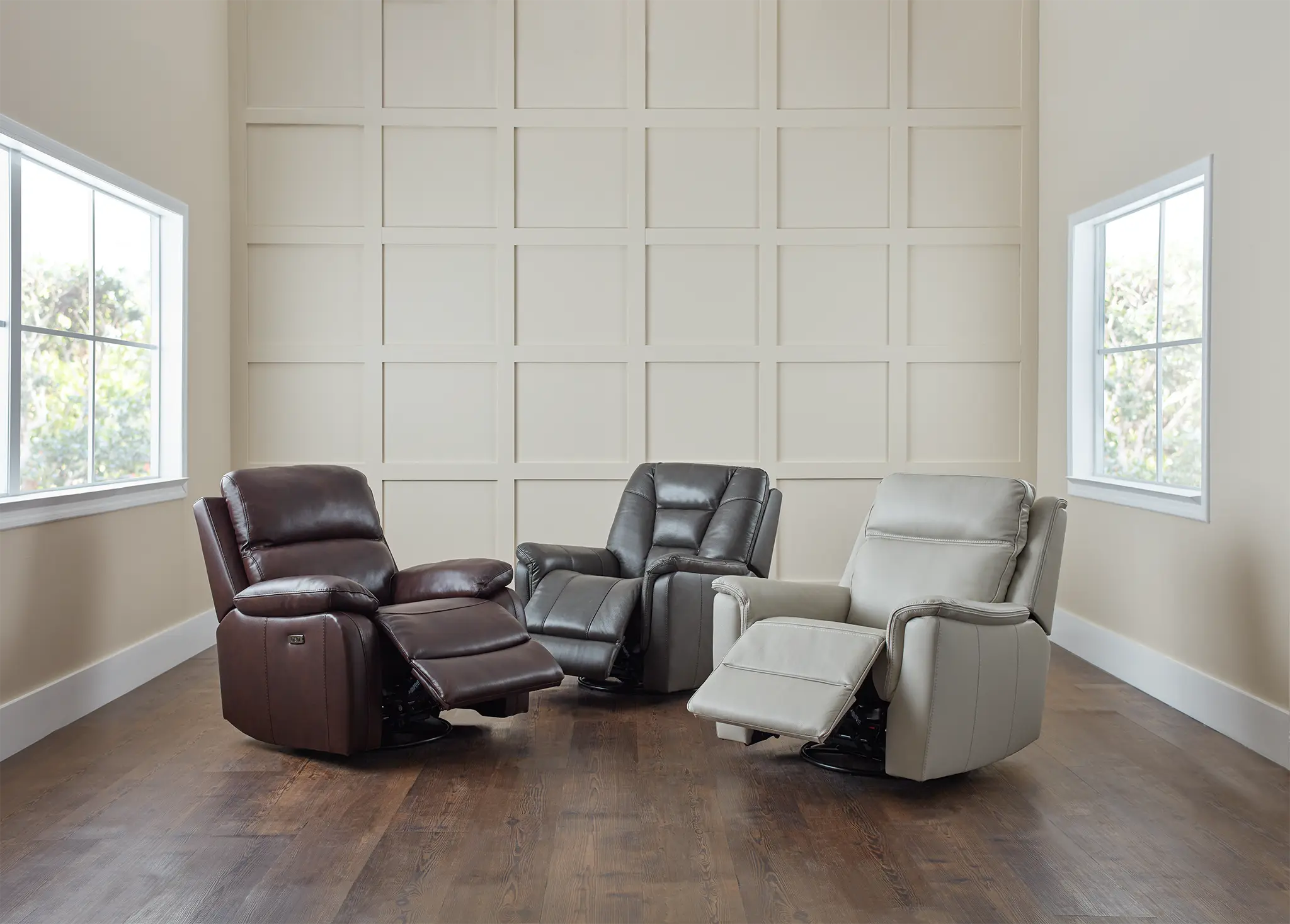 Aiden Light Gray Leather Power Glider Recliner With Power Headrest Aiden Light Gray Leather Power Glider Recliner With Power Headrest