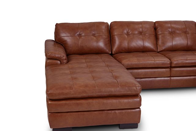 Braden Medium Brown Leather Large Left Chaise Sectional