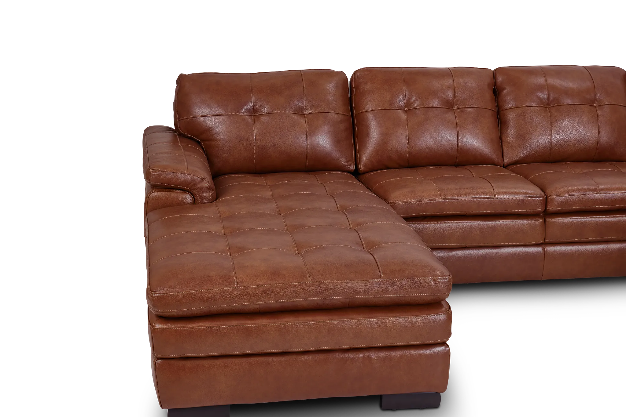 Braden Medium Brown Leather Large Left Chaise Sectional