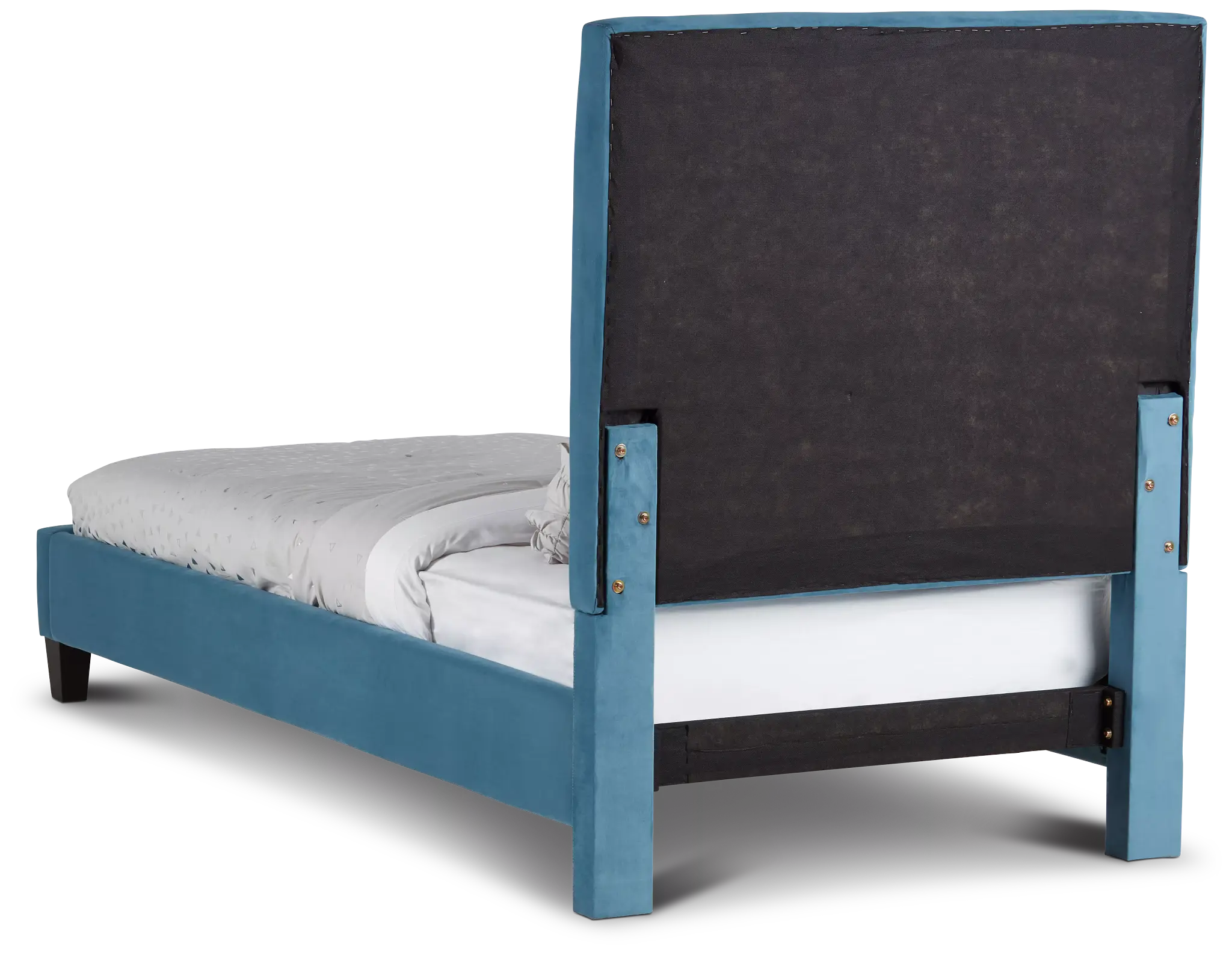Collin Blue Velvet Platform Bed Collin Blue Velvet Platform Bed