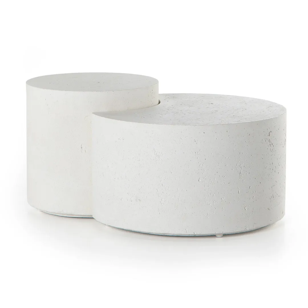 Four Hands Miza White Round Nesting Coffee Table