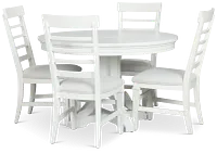 Cape Cod Ivory Round Table & 4 Upholstered Chairs