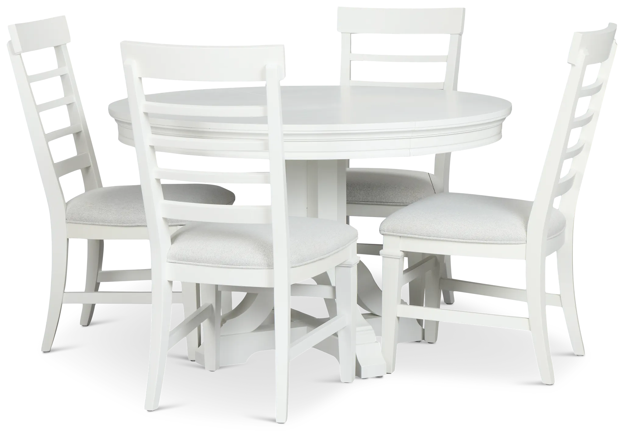 Cape Cod Ivory Round Table & 4 Upholstered Chairs