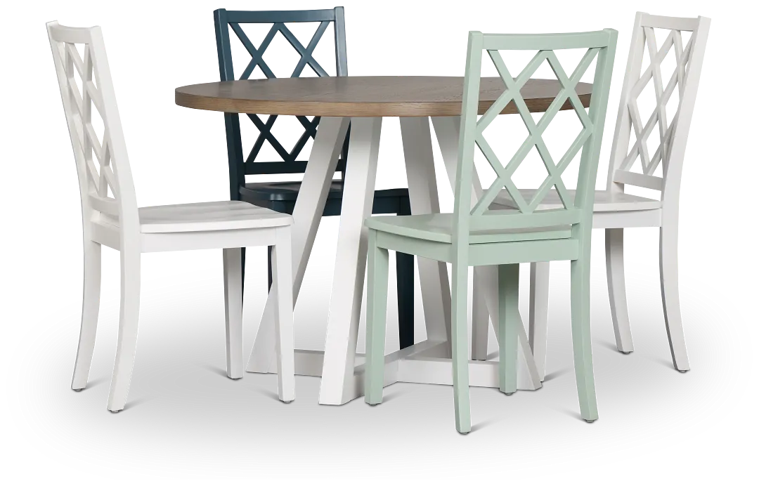 Edgartown Two-tone Round Table & Mixed Chairs