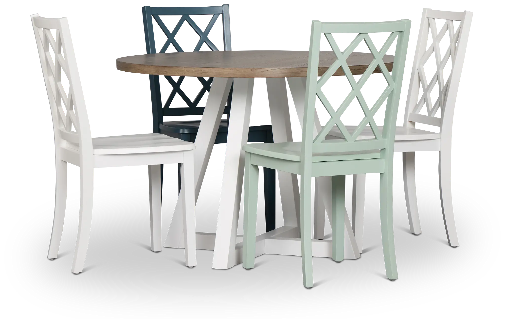 Edgartown Two-tone Round Table & Mixed Chairs Edgartown Two-tone Round Table & Mixed Chairs