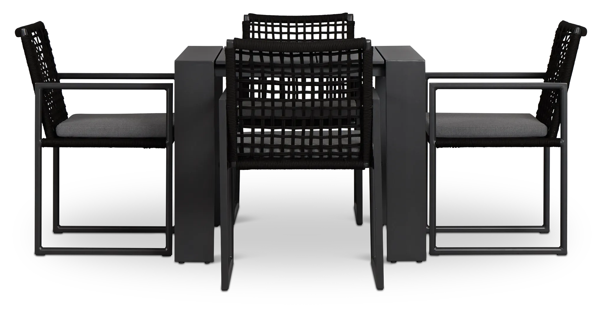 Sunrise Dark Gray 35" Square Table & 4 Aluminum Arm Chairs