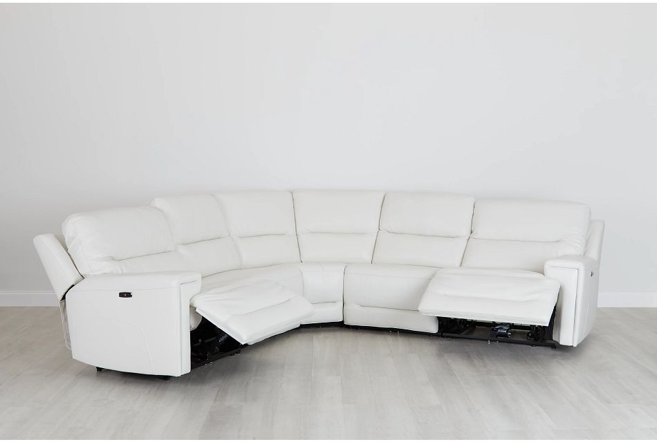 Porto White Lthr/vinyl Small Left 2-arm Sect