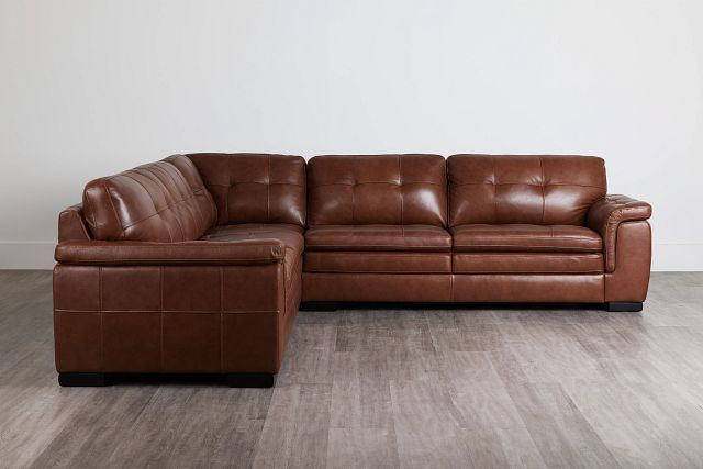 Braden Medium Brown Leather Small Two-arm Sectional