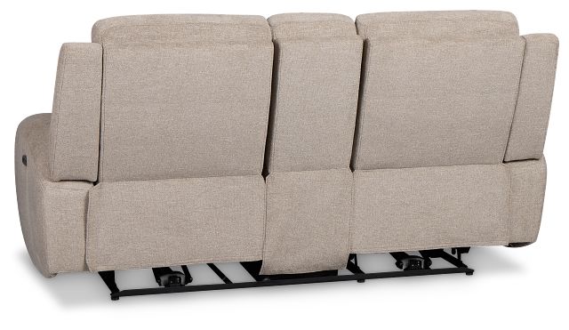 Walker Beige Fabric Power Reclining Console Loveseat W/ Power Headrest