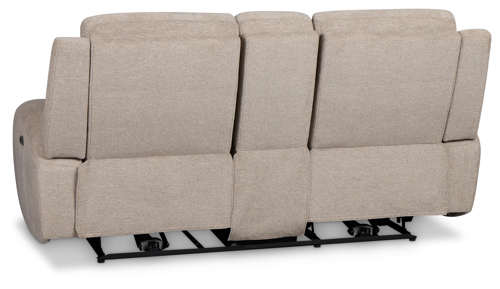 Walker Beige Fabric Power Reclining Console Loveseat W/ Power Headrest