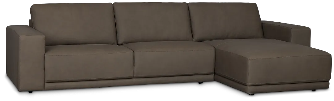 Kellan Dark Gray Leather Right Chaise Sectional