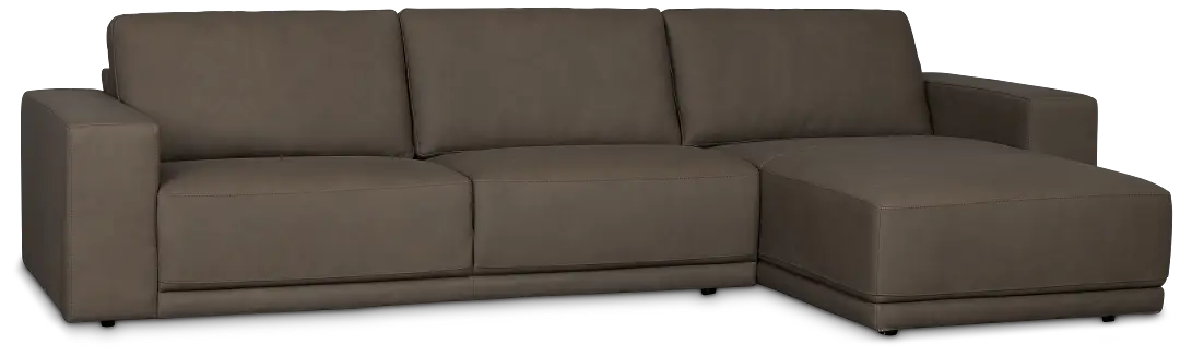 Kellan Dark Gray Leather Right Chaise Sectional Kellan Dark Gray Leather Right Chaise Sectional