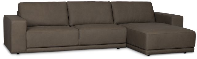 Kellan Dark Gray Leather Right Chaise Sectional
