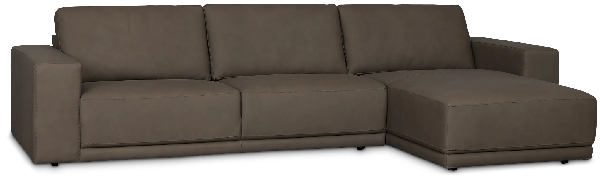 Kellan Dark Gray Leather Right Chaise Sectional