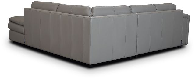 Rowan Gray Leather Small Right Bumper Sectional