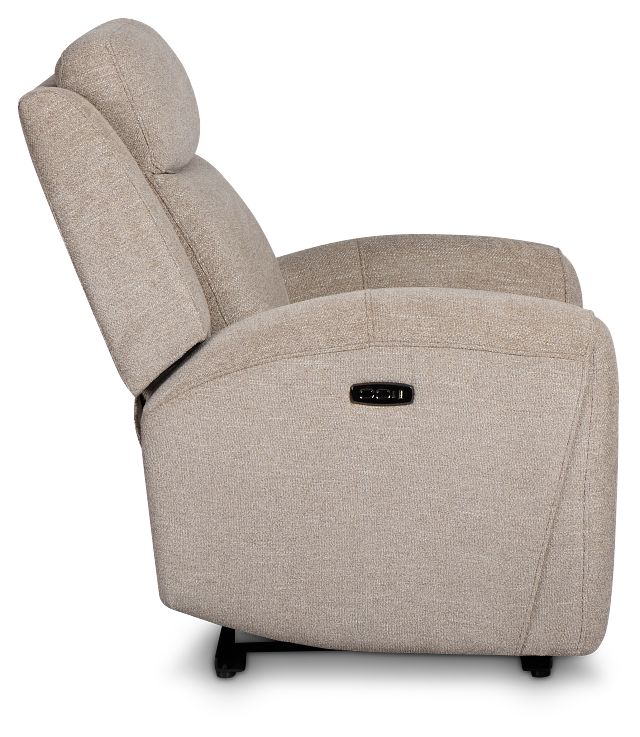 Walker Beige Fabric Power Recliner With Power Headrest
