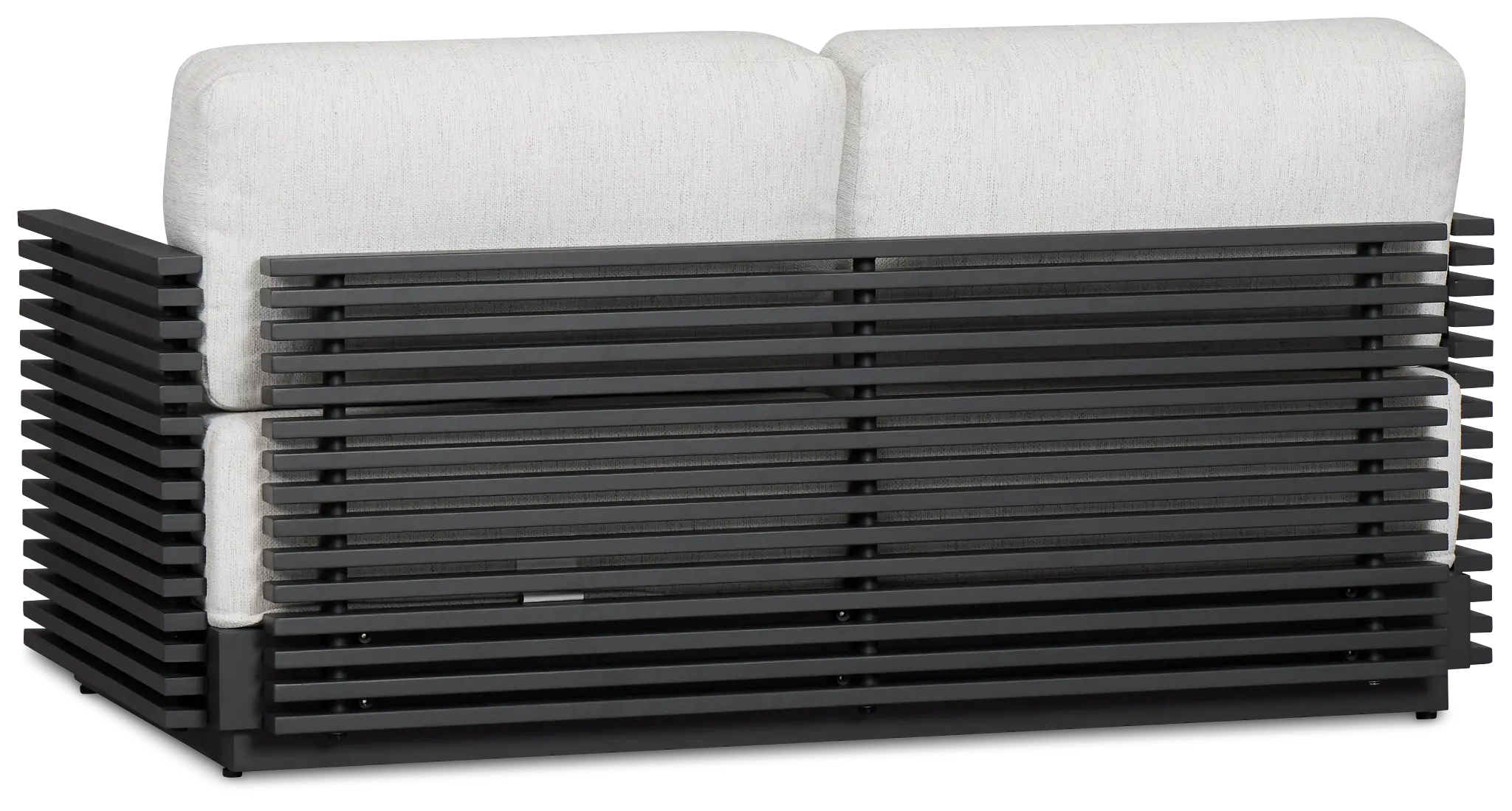 Monterey Black Aluminum Loveseat With Light Gray Cushions Monterey Black Aluminum Loveseat With Light Gray Cushions