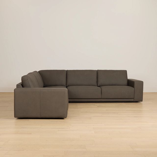Kellan Dark Gray Leather Small Two-arm Sectional