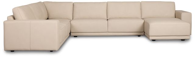 Kellan Ivory Leather Medium Right Chaise Sectional