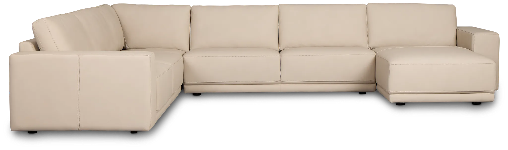 Kellan Ivory Leather Medium Right Chaise Sectional
