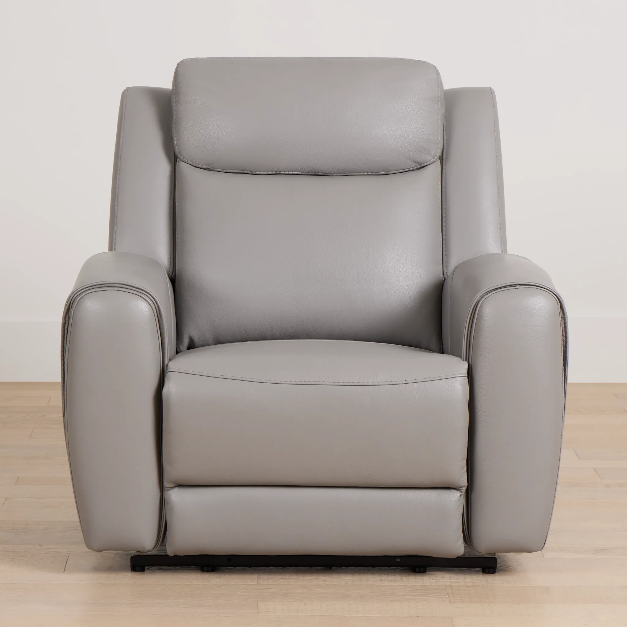 Walker Light Gray Lthr/vinyl Power Recliner With Power Headrest