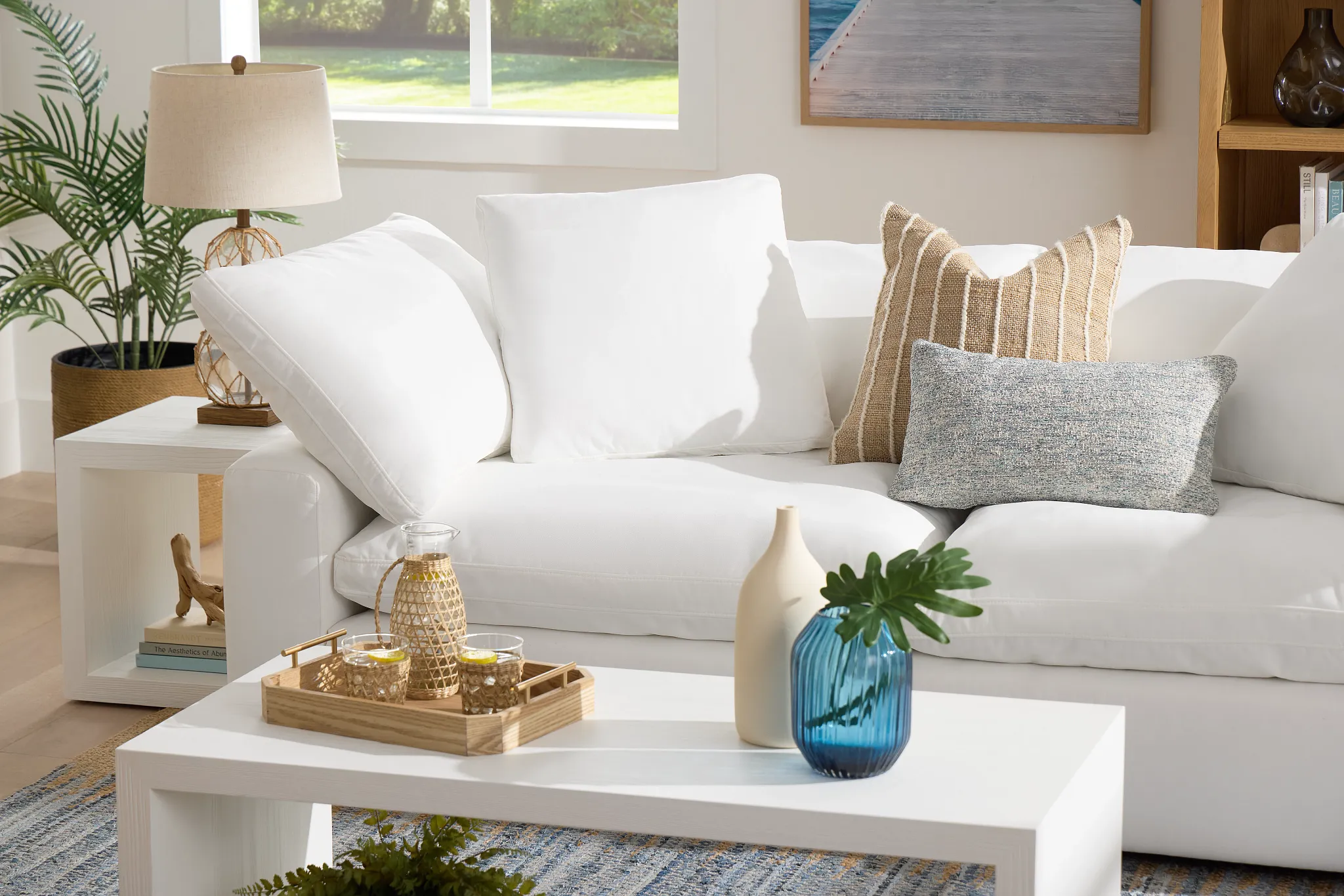 Nixon White Fabric Sofa