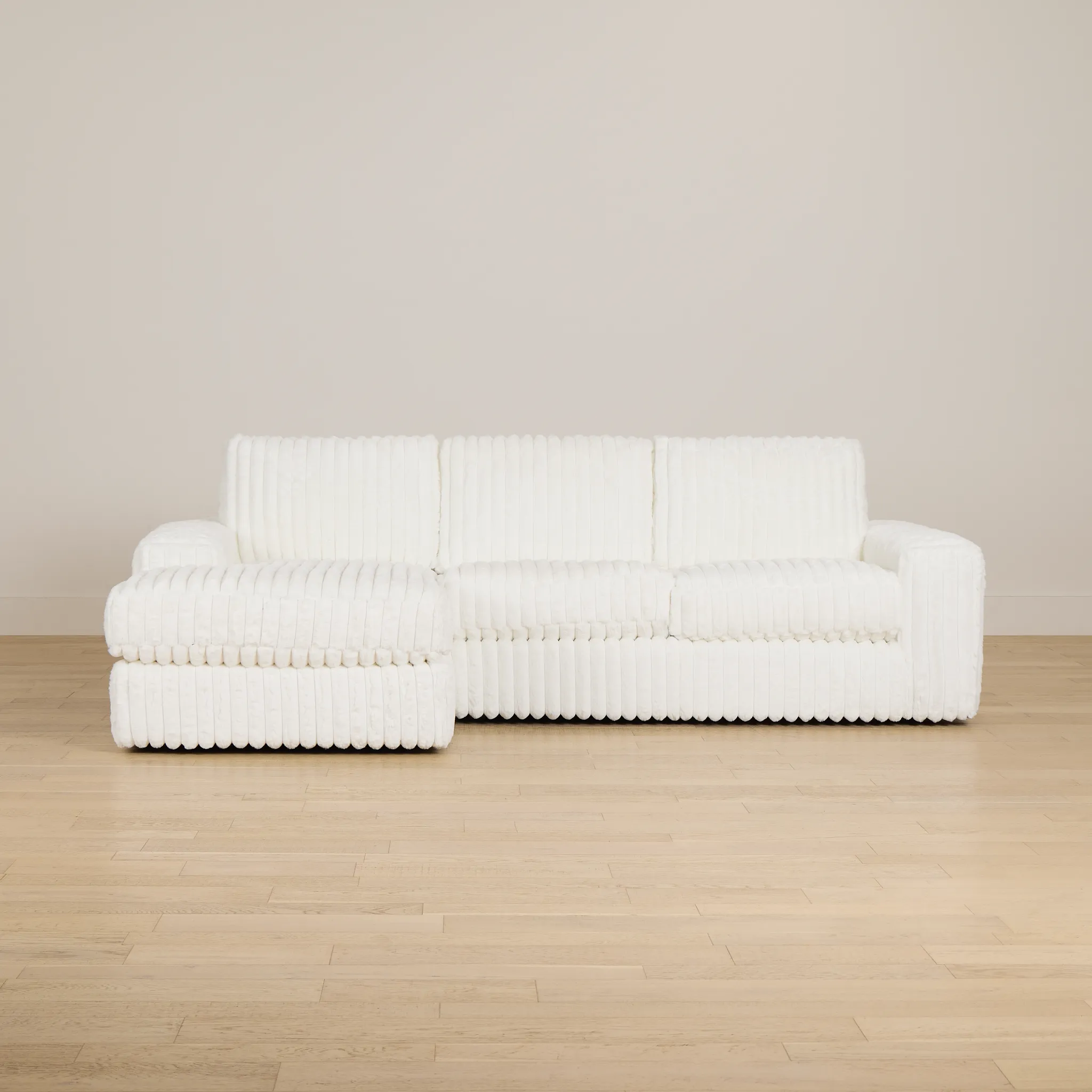 Teddy White Fabric Left Chaise Sectional