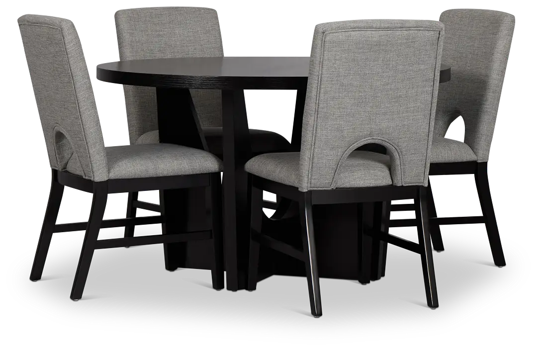 Oxford Black Round Table & 4 Upholstered Chairs Oxford Black Round Table & 4 Upholstered Chairs