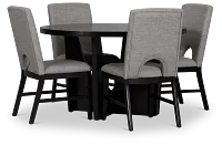 Oxford Black Round Table & 4 Upholstered Chairs