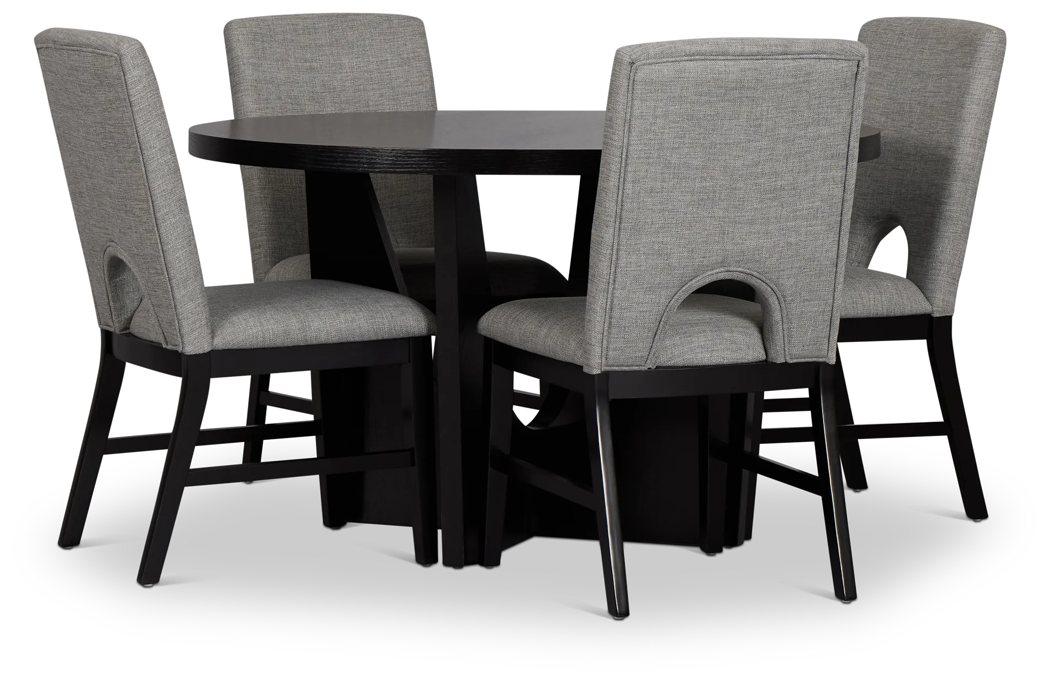 Oxford Black Round Table & 4 Upholstered Chairs