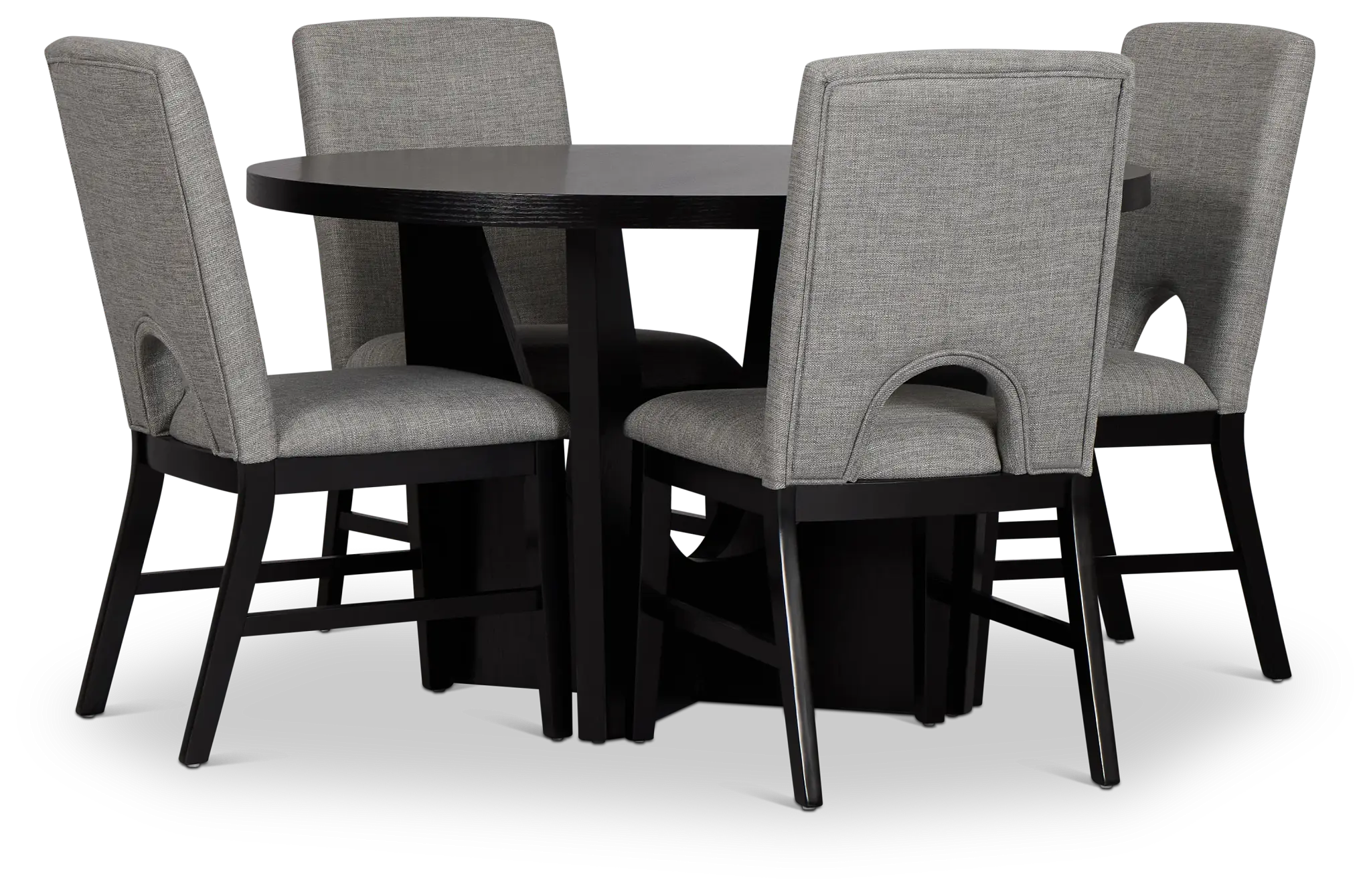Oxford Black Round Table & 4 Upholstered Chairs Oxford Black Round Table & 4 Upholstered Chairs