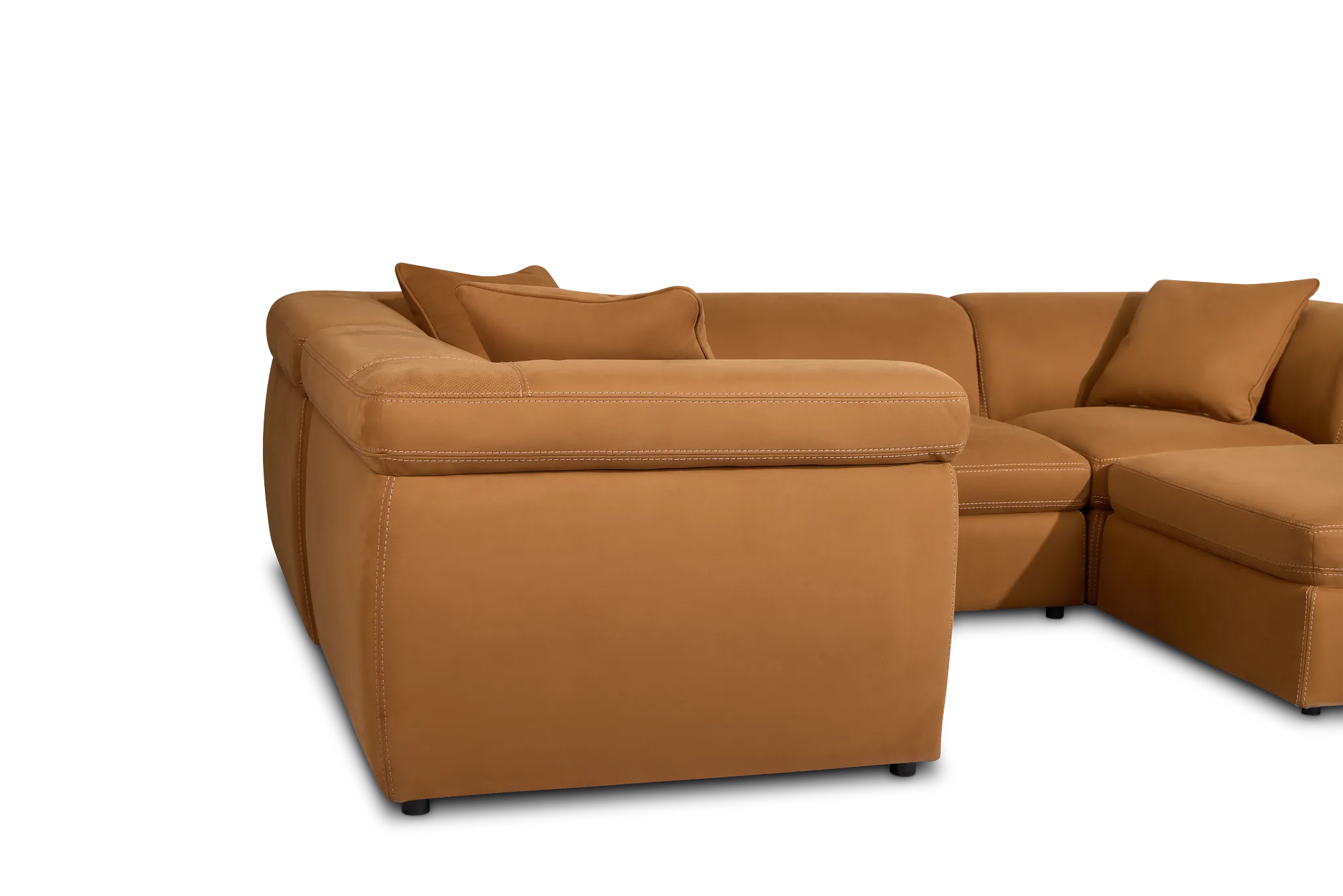 Aria Medium Brown Micro Immersive 5-piece Bumper Sectional W/1 Speaker