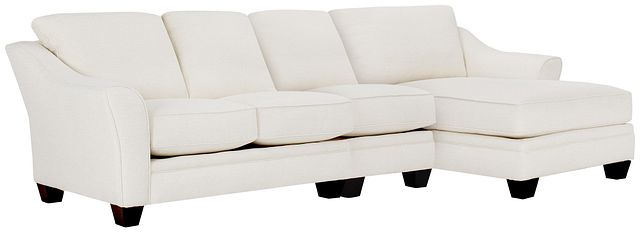 Avery White Fabric Small Right Chaise Sectional
