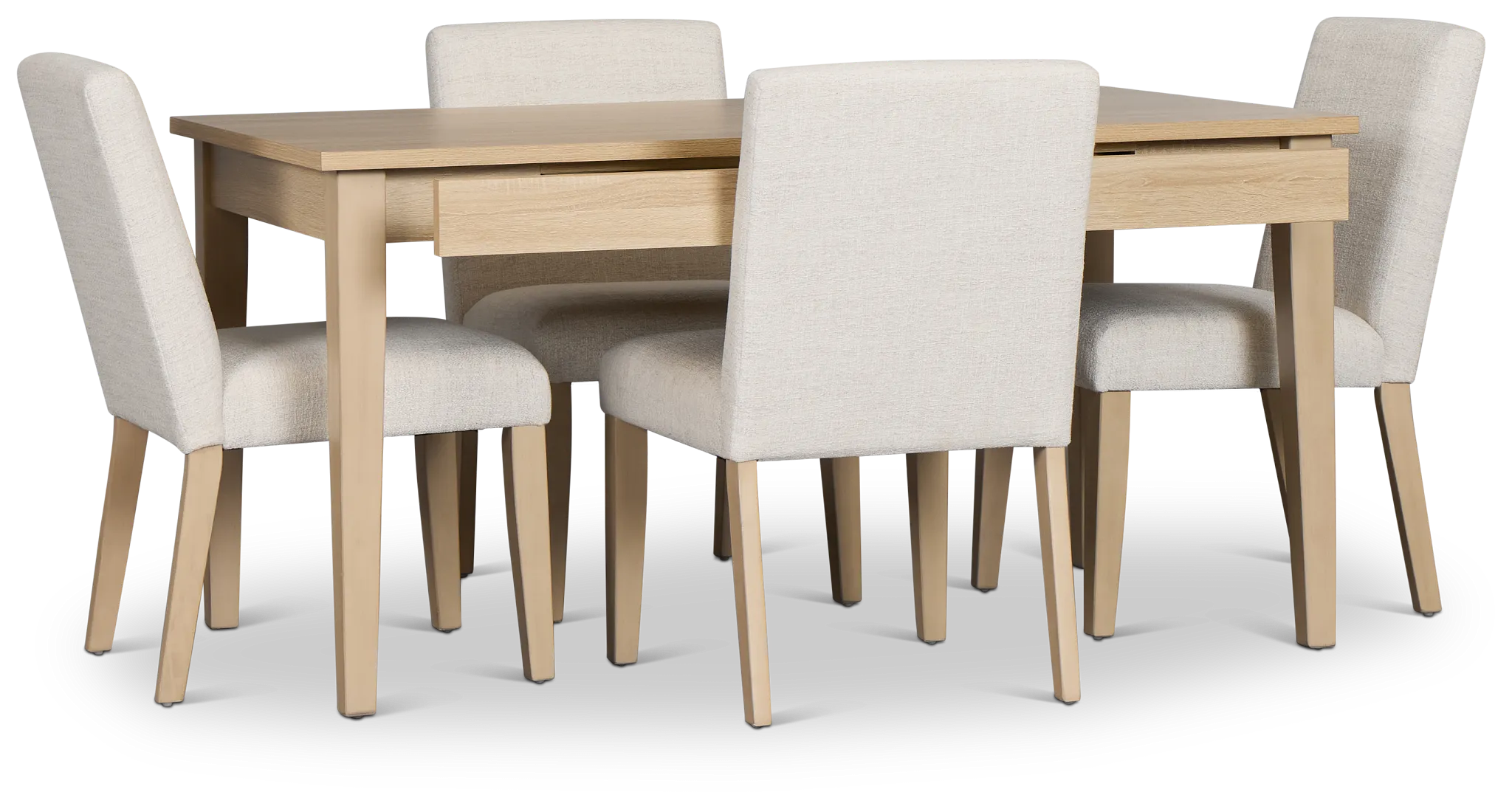 Layton Light Tone Storage Rectangular Table & 4 Upholstered Chairs