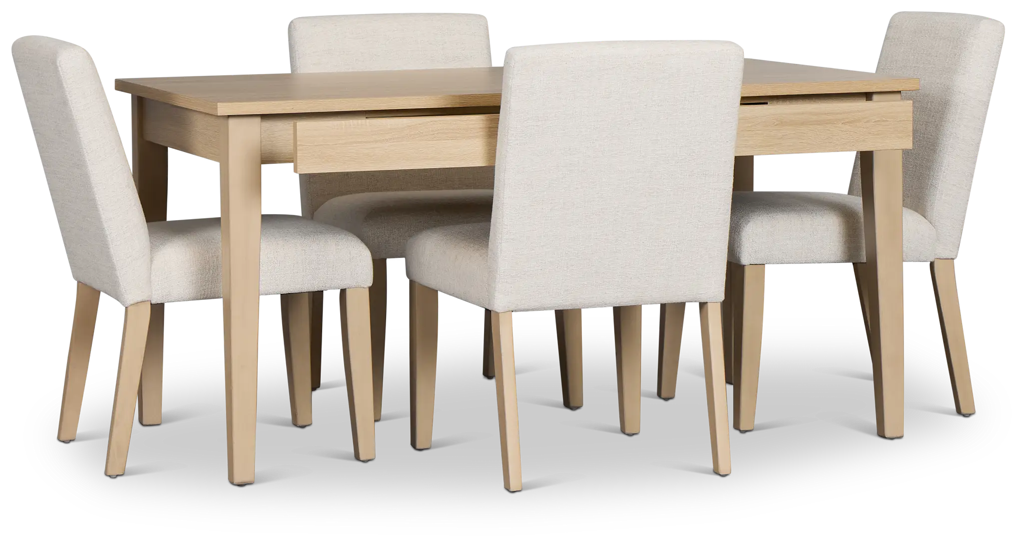 Layton Light Tone Storage Rectangular Table & 4 Upholstered Chairs Layton Light Tone Storage Rectangular Table & 4 Upholstered Chairs