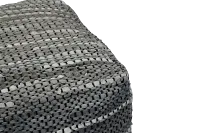 Darra Black Leather Accent Pouf