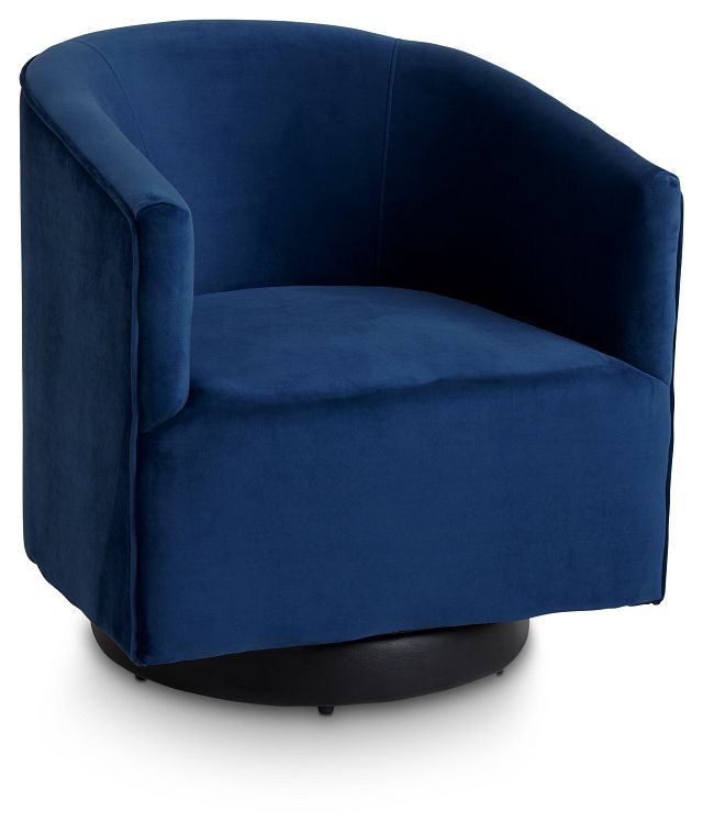 Charlotte Dark Blue Velvet Swivel Accent Chair