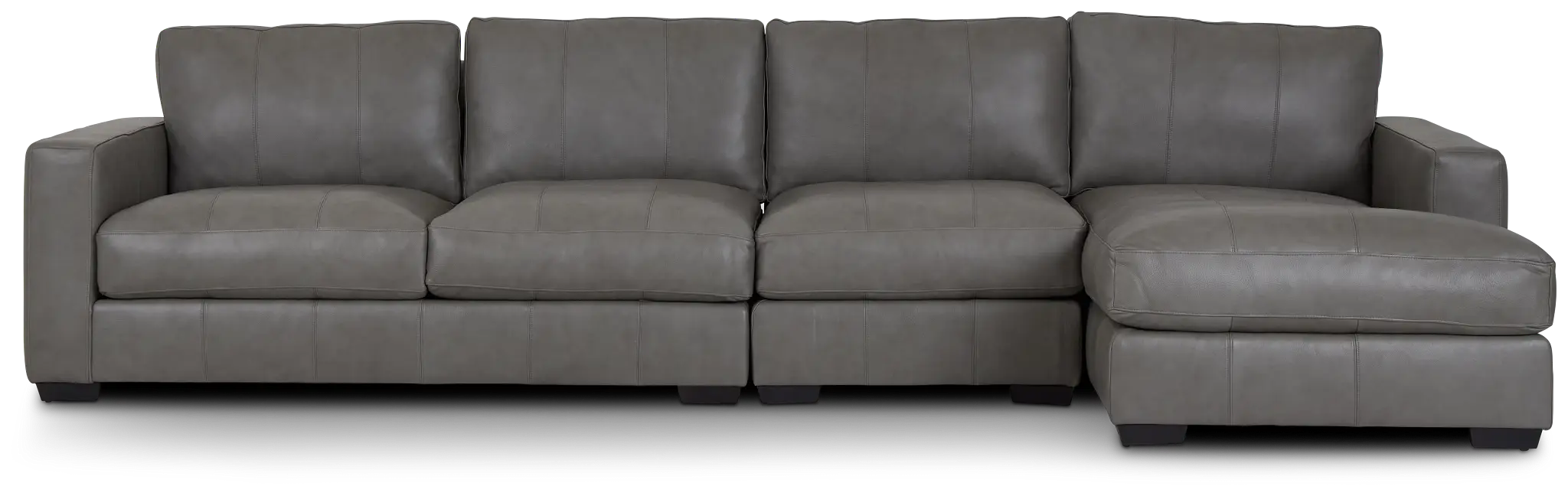 Dawkins Gray Leather Small Right Chaise Sectional Dawkins Gray Leather Small Right Chaise Sectional