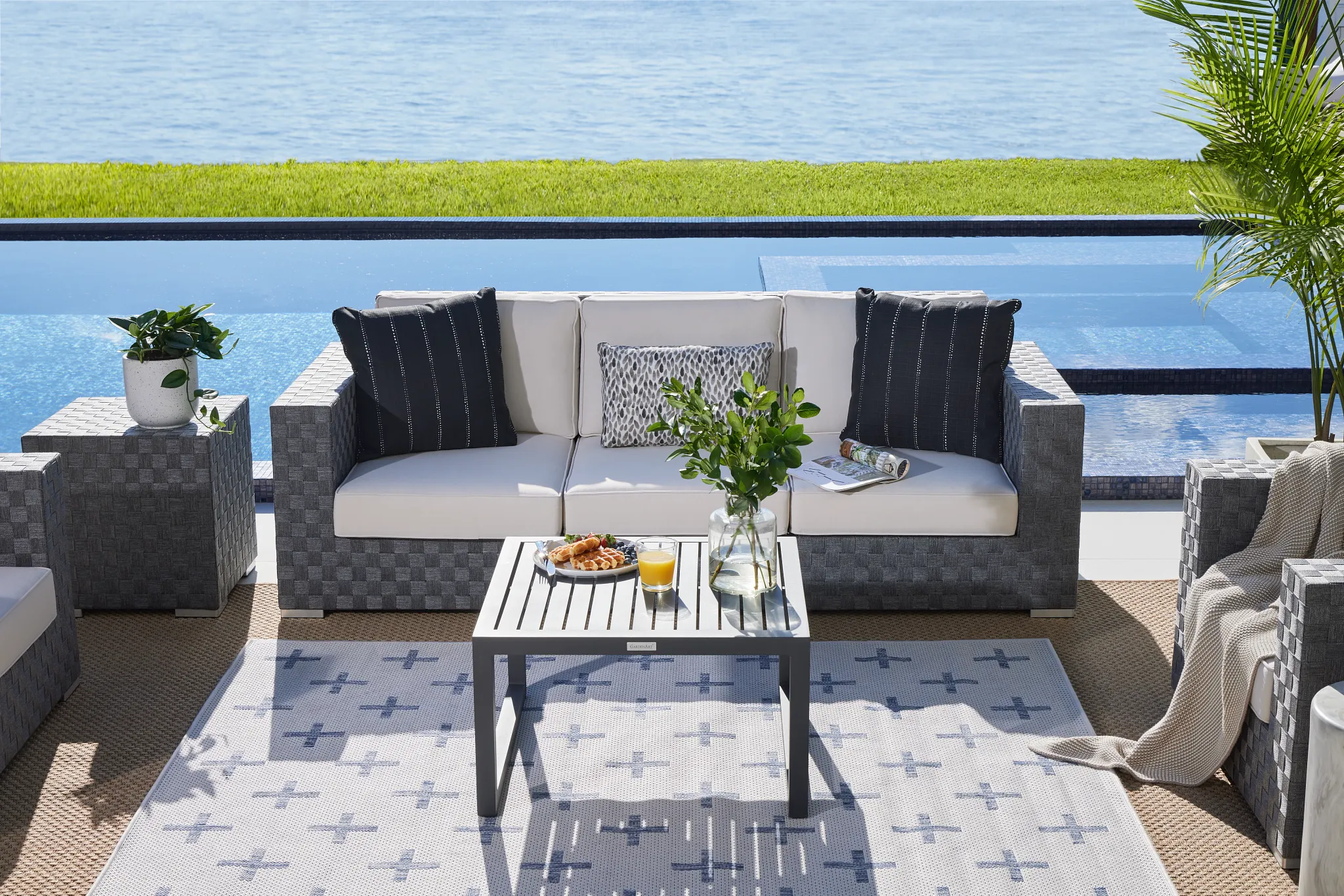 Barbados White Woven Sofa