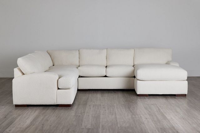Alpha White Fabric Medium Right Chaise Sectional