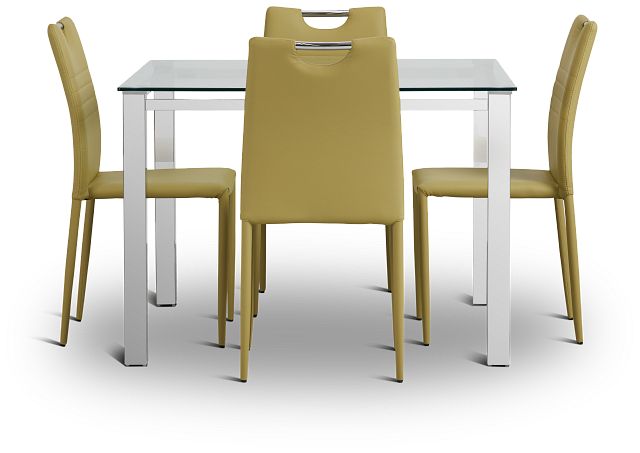 Skyline Light Green Square Table & 4 Upholstered Chairs