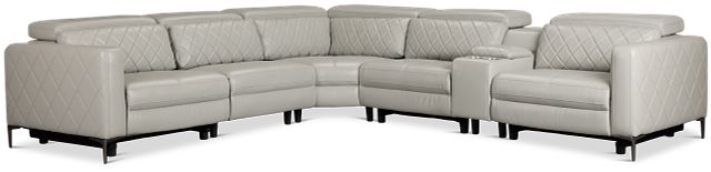 Ava Light Gray Micro Medium Dual Power 2-arm Reclining Sectional